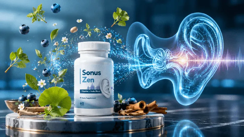 SonusZen ear health capsule with six natural auditory support compounds